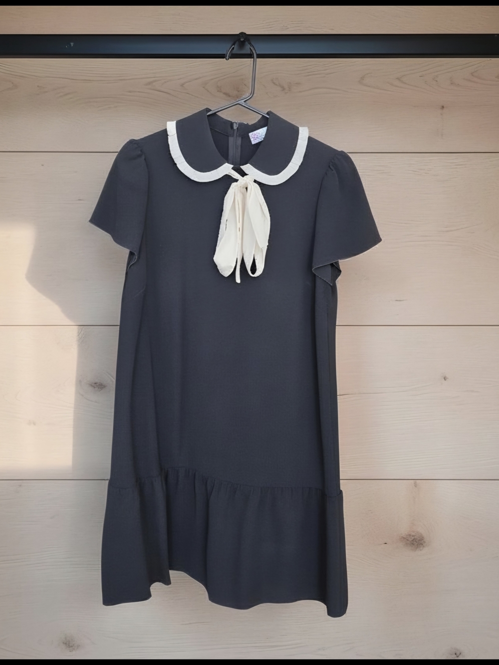 RED Valentino Black Mini Dress with White Bow Collar Size IT40 Small - Picture 2 of 9